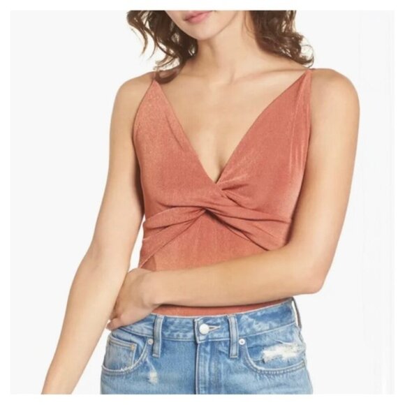 ASTR • Twist Front Thong Bodysuit in Coral Cedar - Picture 1 of 15